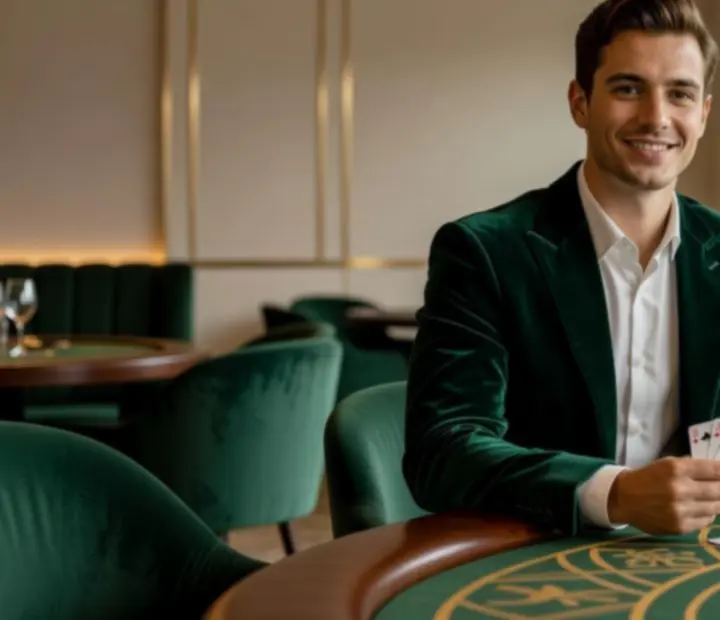Elegancki gość w restauracji podczas wieczoru pokerowego