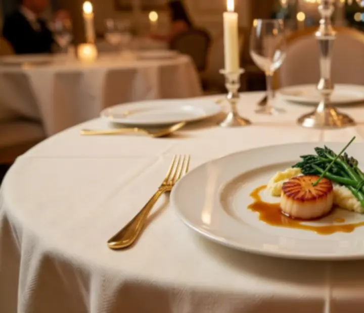 Eleganckie danie kuchni fine dining serwowane podczas wieczoru pokerowego w restauracji