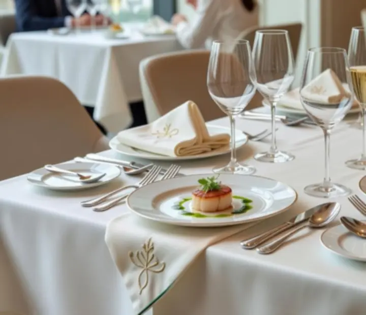 Elegancko nakryty stół z daniami degustacyjnymi podczas wieczoru pokerowego w restauracji