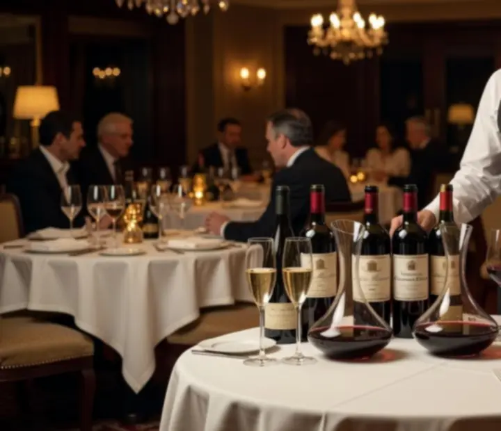 Sommelier prezentujący selekcję win podczas wieczoru pokerowego w restauracji